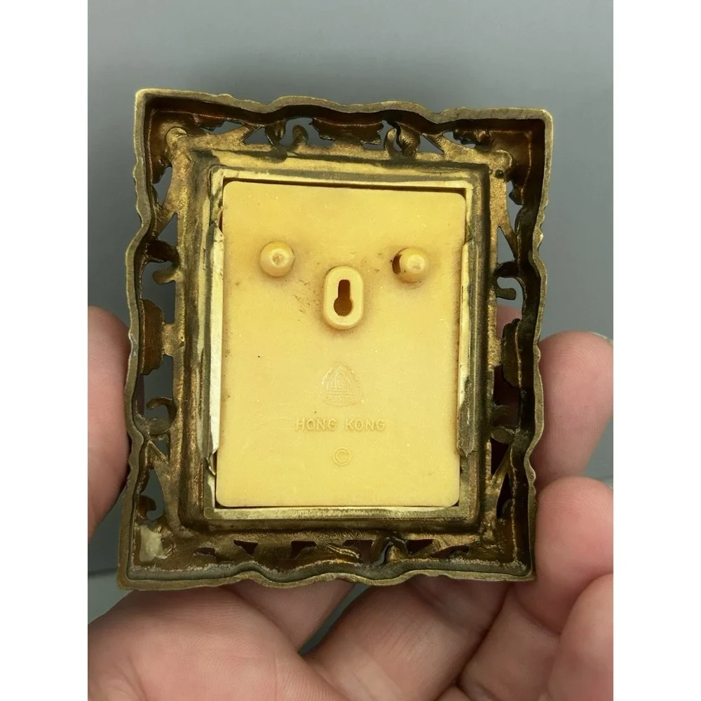Vintage Dollhouse Miniature Night Ocean Moonlight Beach Painting In Mini Frame